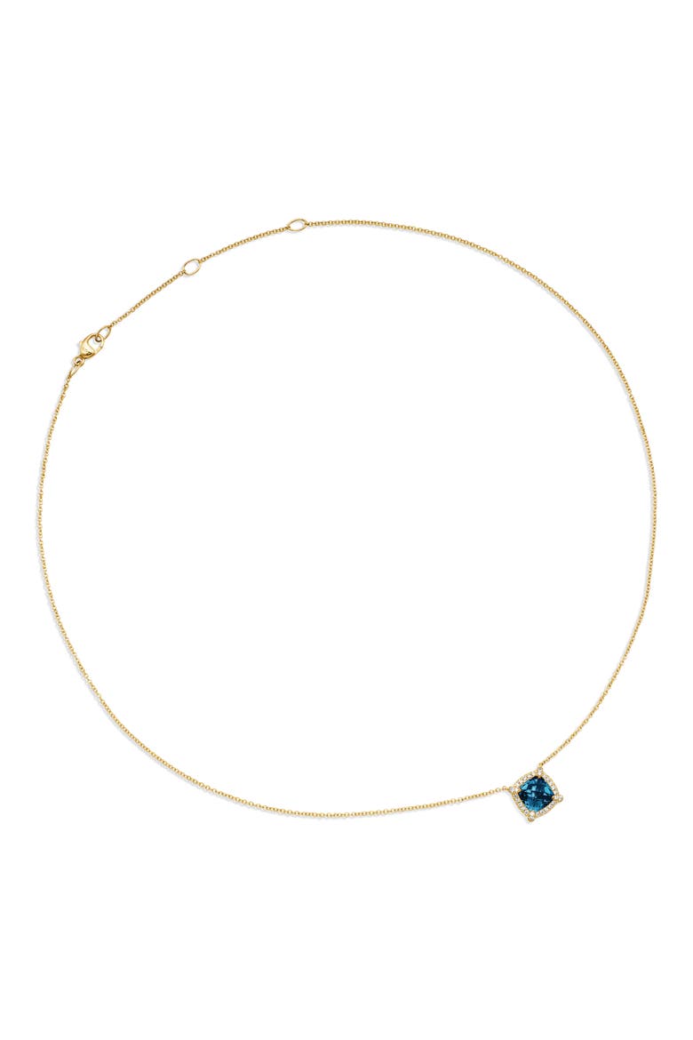 Petite Chatelaine® Pavé Bezel Pendant Necklace in 18k Gold, Alternate, color, BLUE TOPAZ