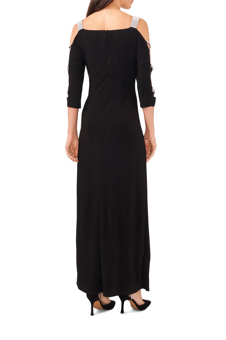 Embellished Cold Shoulder Maxi Dress, Alternate, color, BLACK