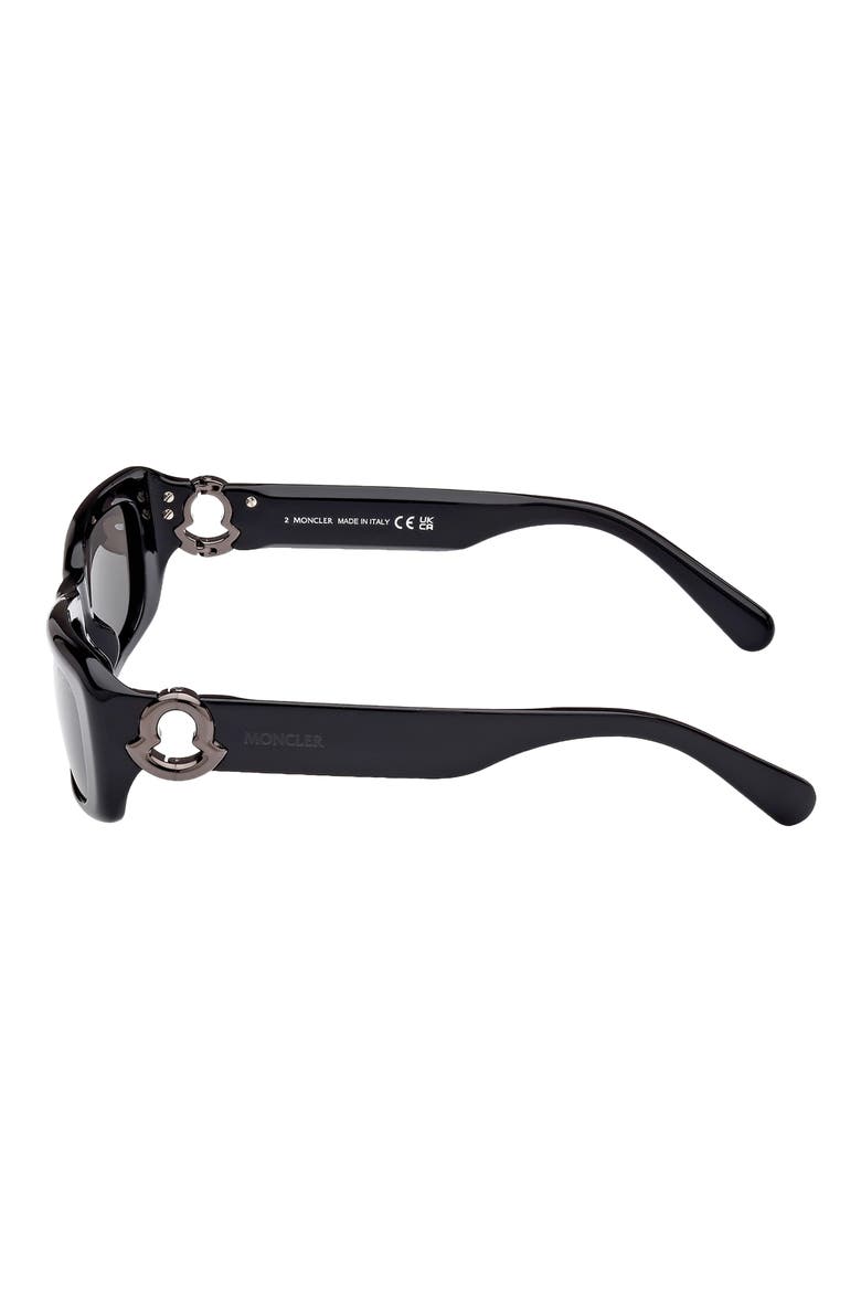 55mm Rectangular Sunglasses, Alternate, color, BLACK/ GUNMETAL/ SMOKE