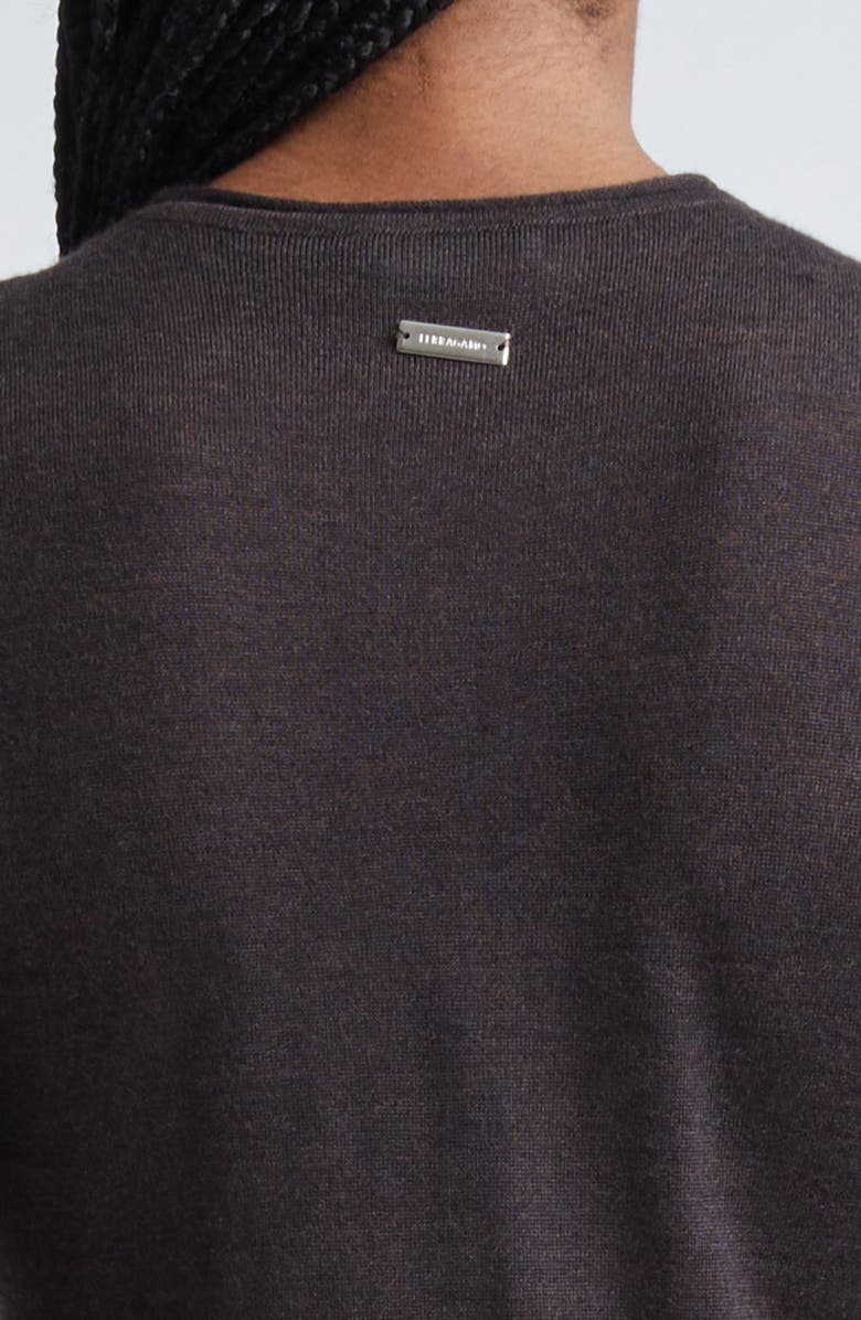 FERRAGAMO Straight Cut Sheer Cashmere, Wool & Silk Maxi T-Shirt Dress, Alternate, color, Dark Expresso Mel