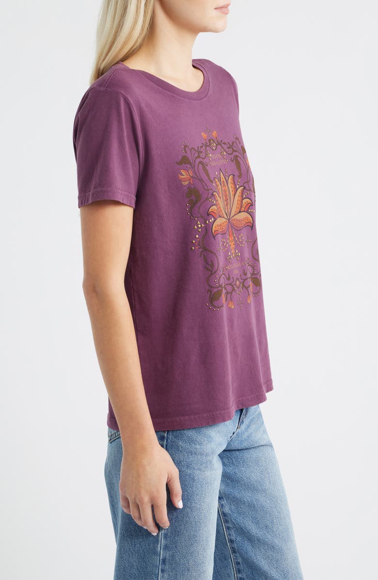 Lucky Brand Studded Bloom Like a Lotus Graphic T-Shirt, Alternate, color, Hortensia
