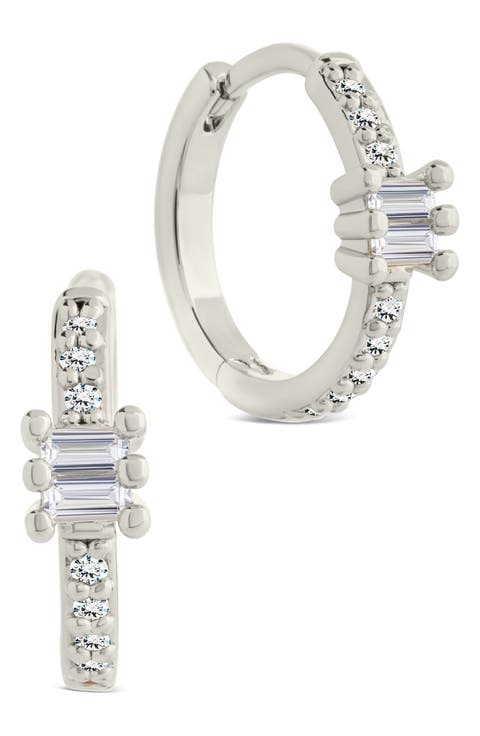 Kristin Emerald Cut Cubic Zirconia Micro Hoop Earrings