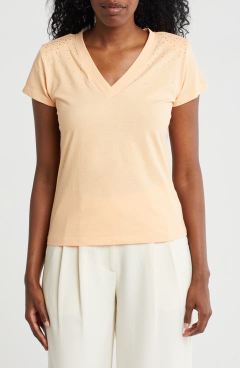 Studded V-Neck T-Shirt