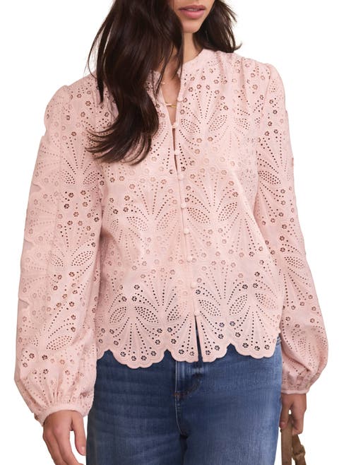 Cotton Broderie Detail Blouse