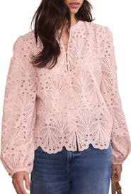 MINT VELVET Cotton Broderie Detail Blouse