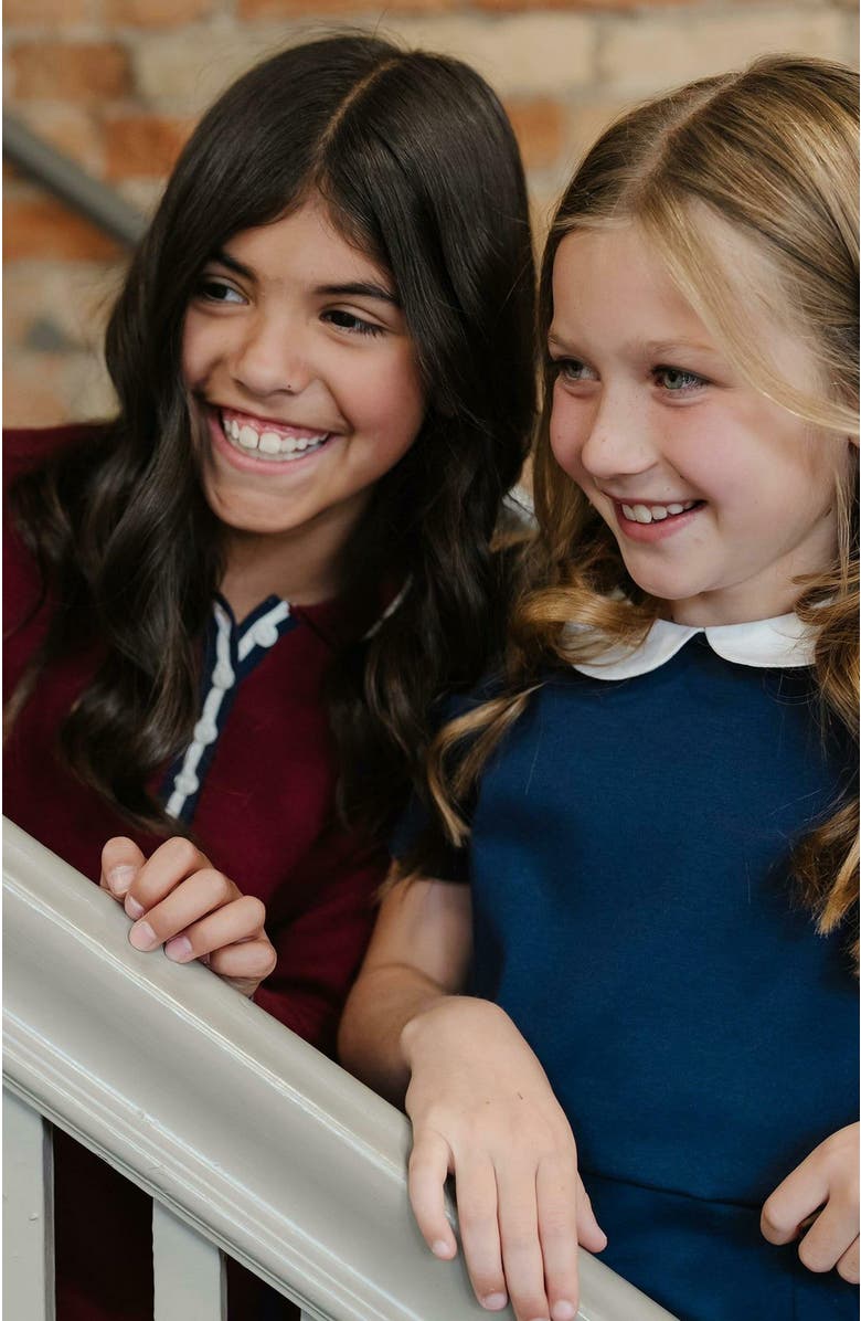 Hope & Henry Girls' Pleated Ponte Dress with Collar, Kids, Alternate, color, 