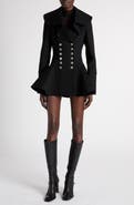 McQueen Ruffle Collar Wool Peplum Coat