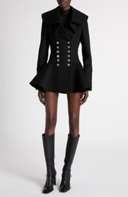 McQueen Ruffle Collar Wool Peplum Coat