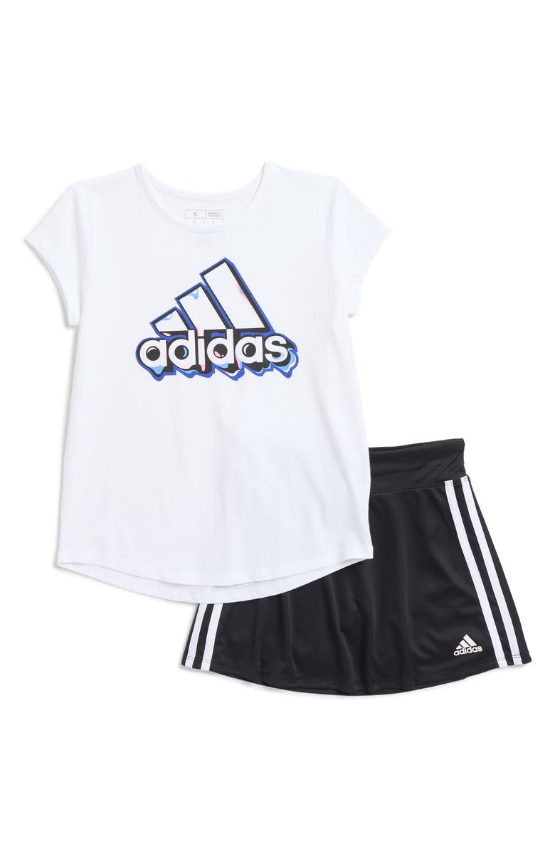 adidas Kids' Graphic Tee & Skort Set, Main, color, White