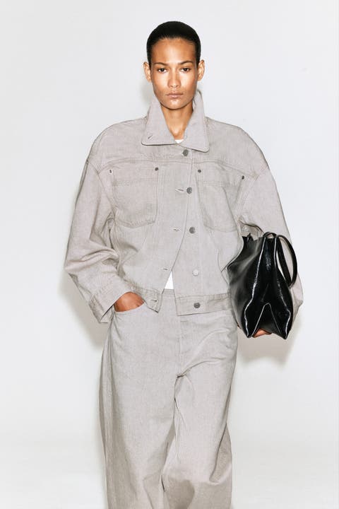 Mock-neck Denim Jacket