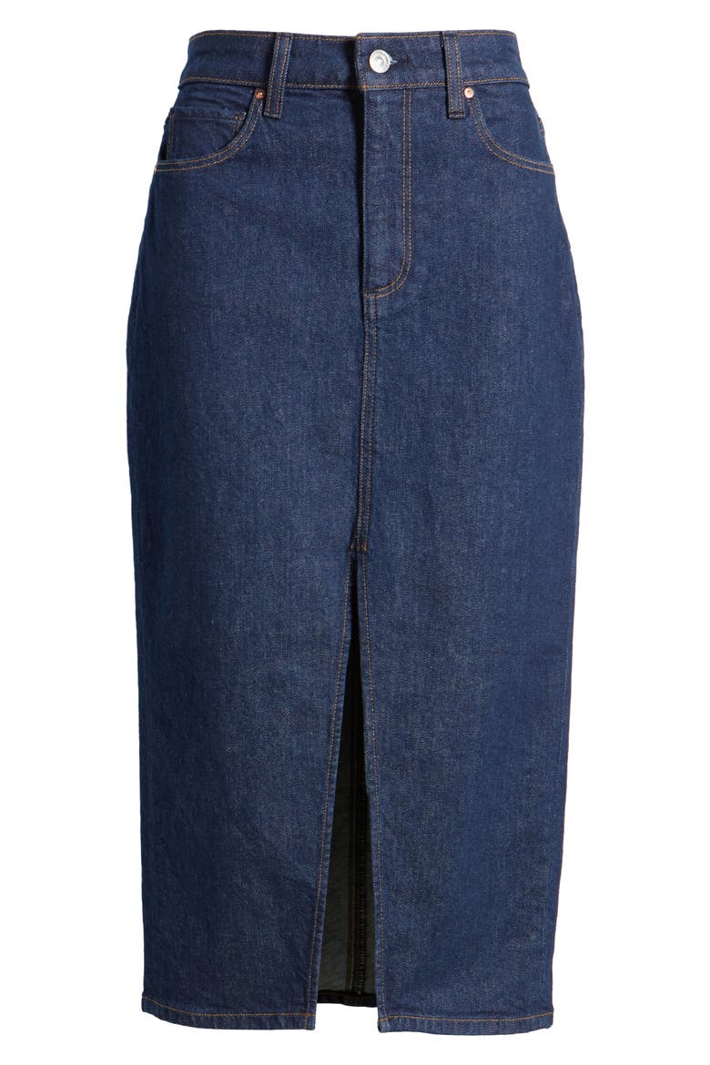 Angela Denim Midi Skirt, Alternate, color, AZURA