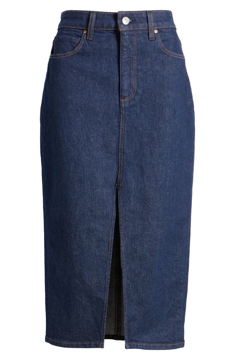 PAIGE Angela Denim Midi Skirt, Alternate, color, Azura