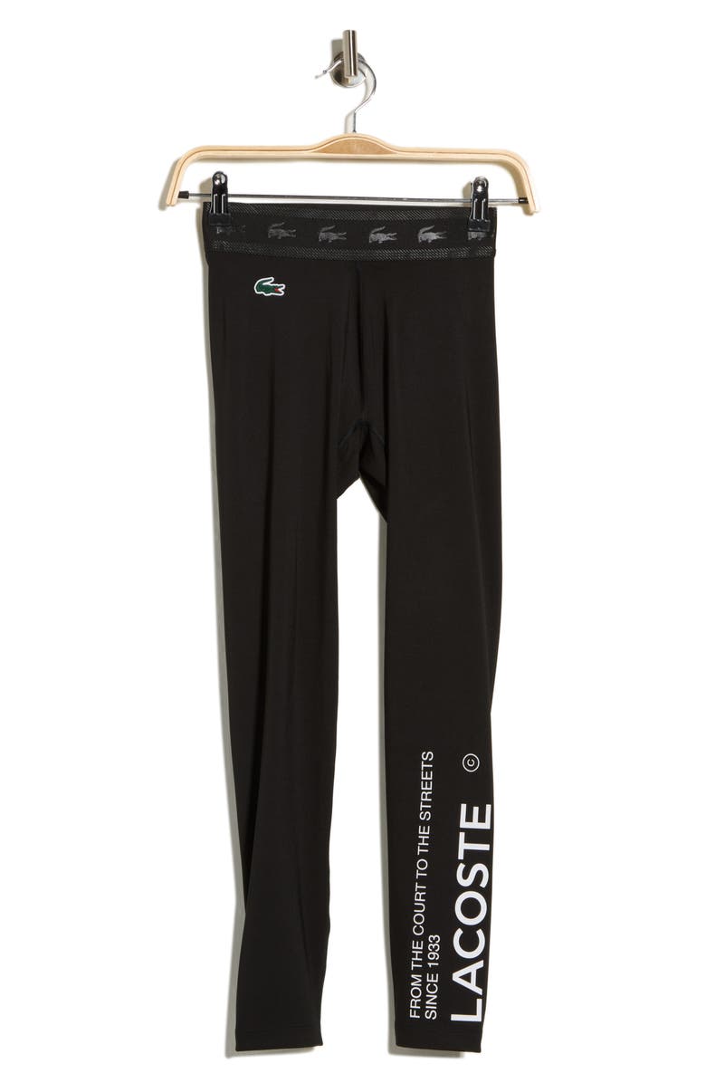 Lacoste Logo Leggings, Alternate, color, Black