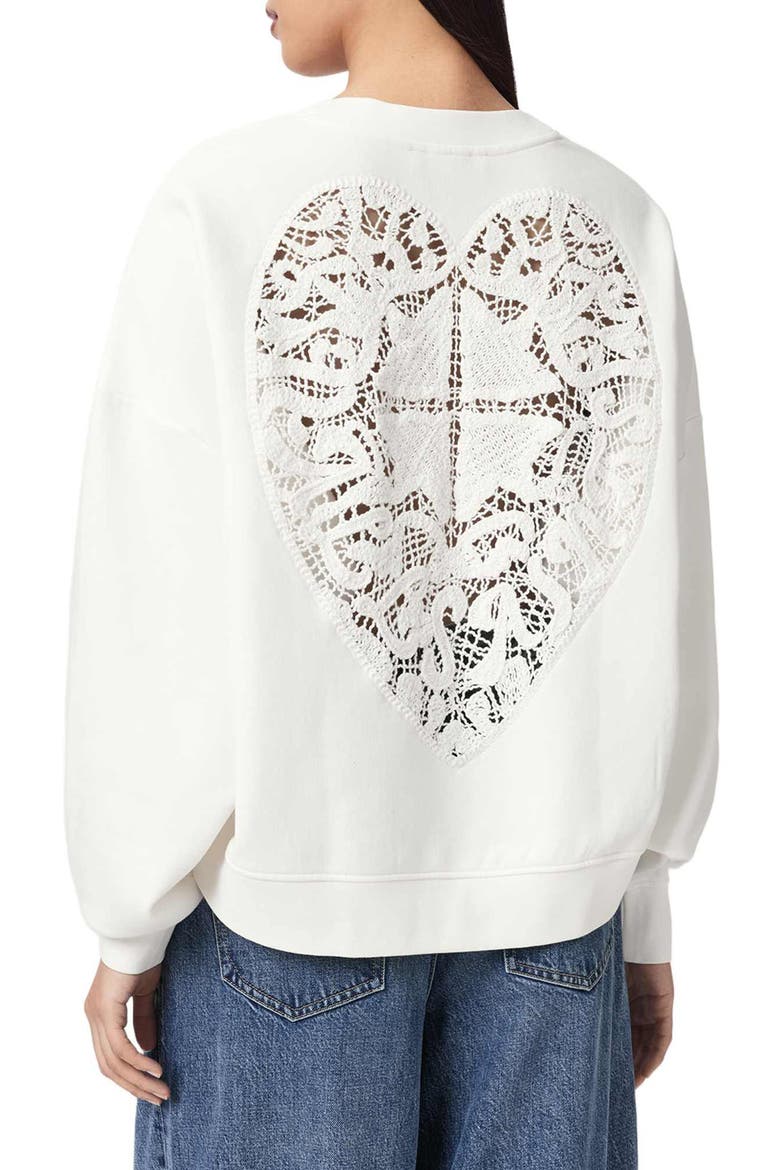 Esme Pippa Crochet Heart Back Sweatshirt, Alternate, color, ECRU WHITE