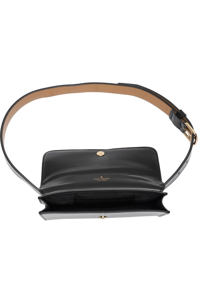 Kate Spade New York bow leather belt bag, Alternate, color, Black / Polished Gold
