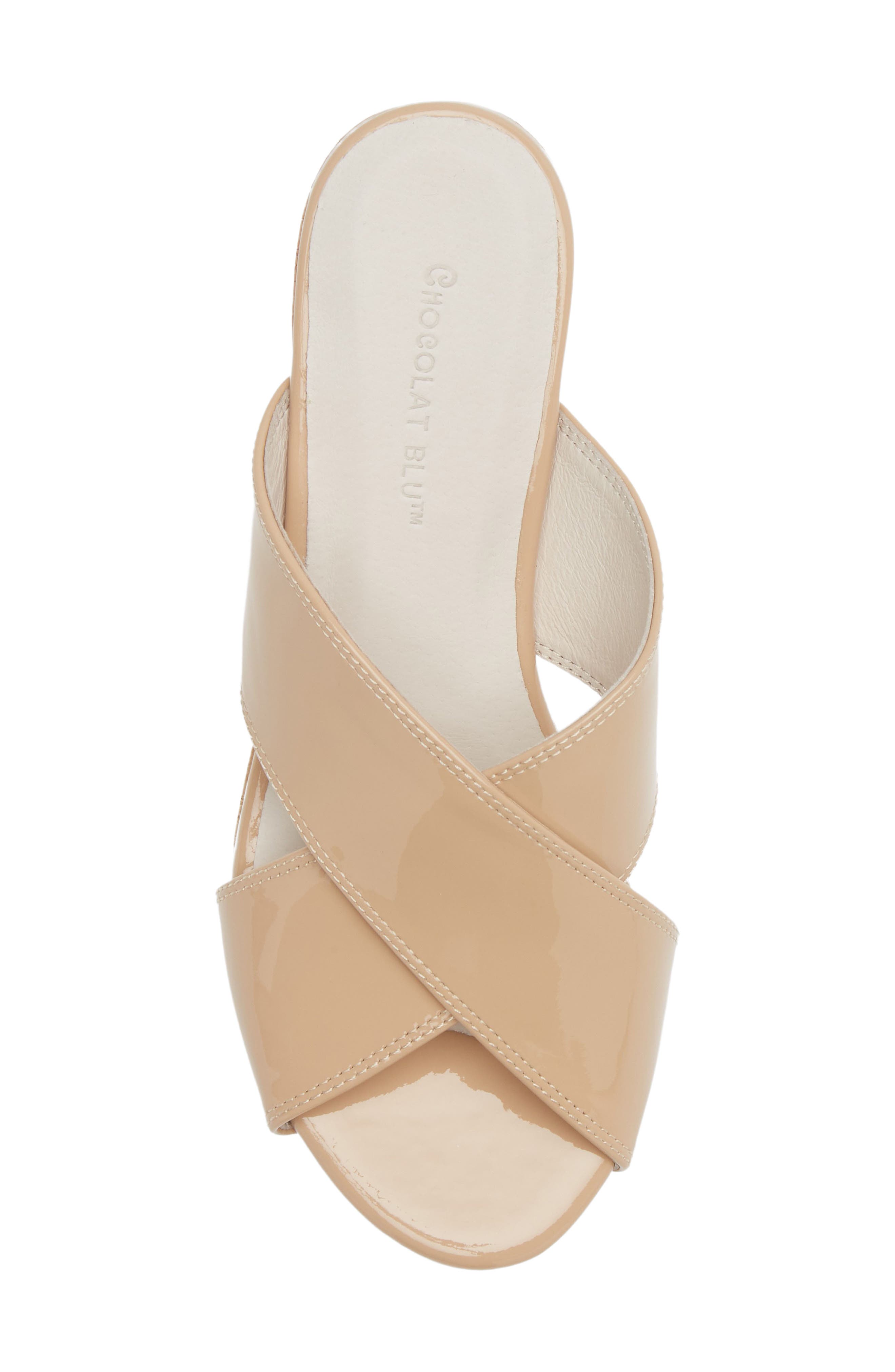 Chocolat Blu Crisscross Wedge Slide Sandal, Alternate, color, Nude Patent