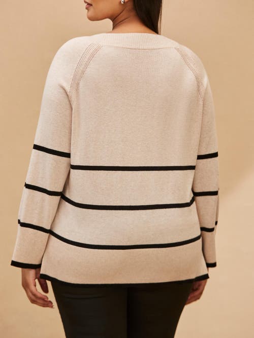 Live Unlimited Striped V-neck Jumper In Multi