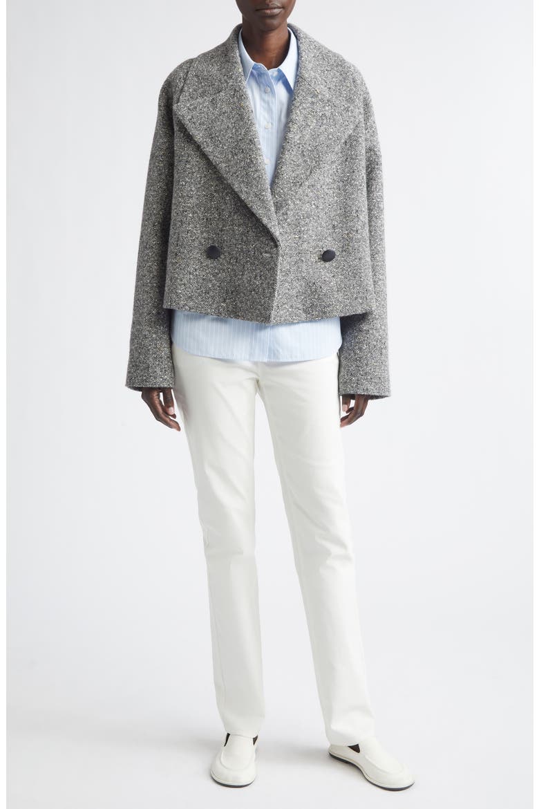 Wide Lapel Alpaca & Wool Blend Jacket, Alternate, color, GRAPHITE MULTI