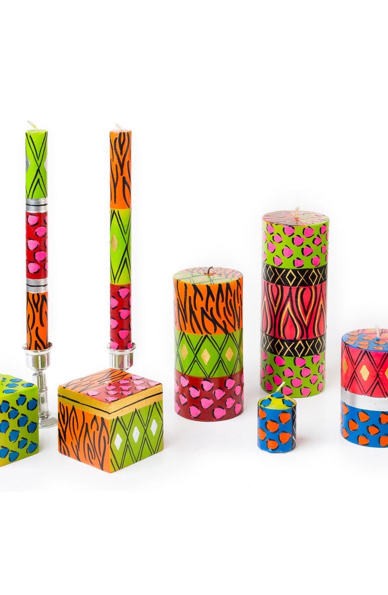 Thumbprint Artifacts Wild Animal Painted Cube Candle, Alternate, color, Cube - 3X3x3"