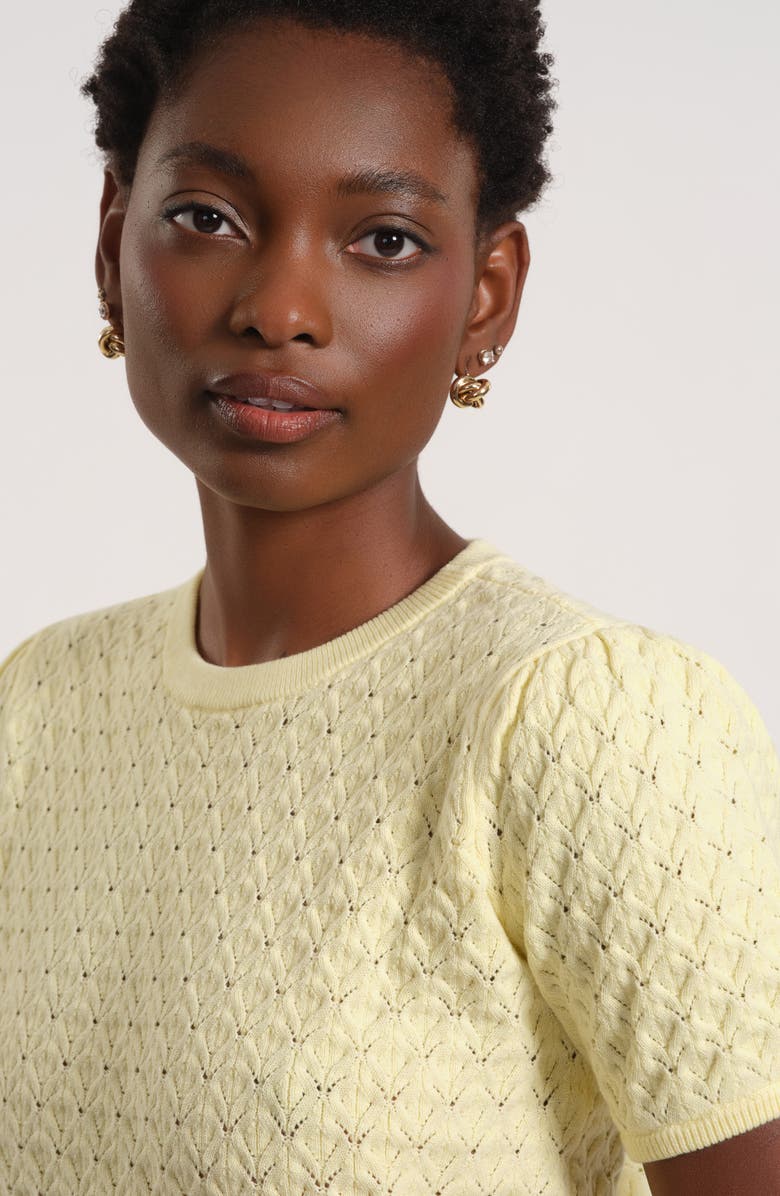 Isaac Mizrahi New York Cotton Blend Pointelle Sweater, Alternate, color, Butter