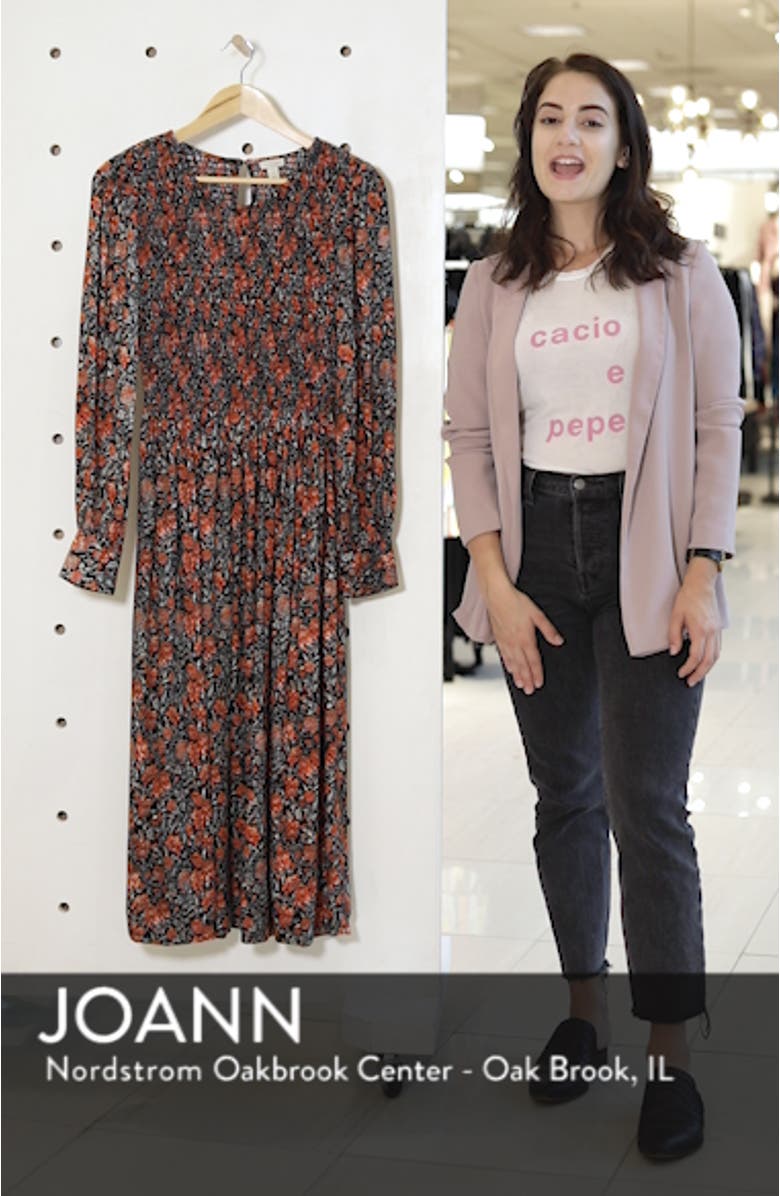 Print Smocked Bodice Dress, sales video thumbnail