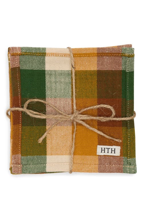 Heather Taylor Home Set of 4 Gingham Cocktail Napkins in Gingham Oak 