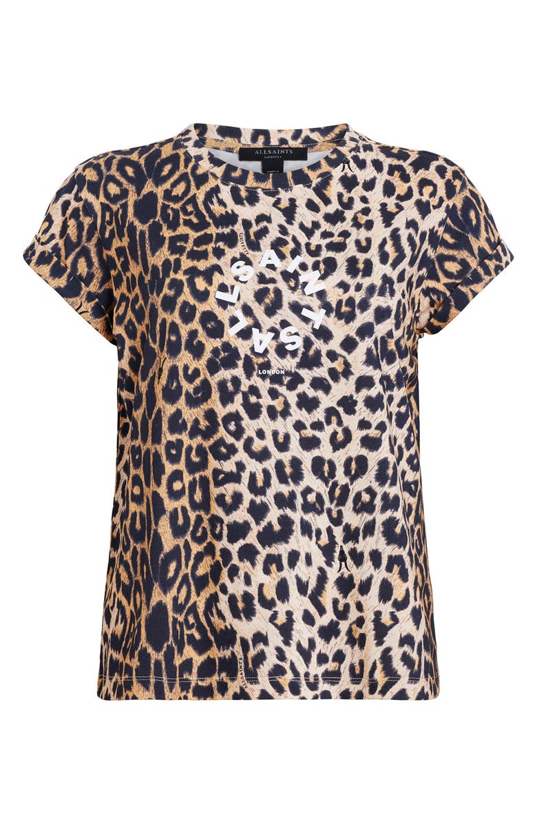 AllSaints Tiepo Anna Leopard Print Cotton T-Shirt, Alternate, color, Leopard Brown