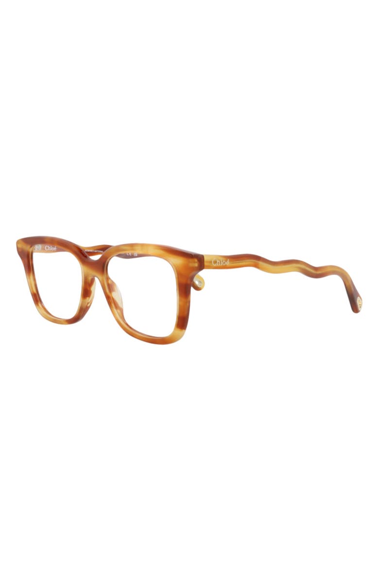 Chloé 49mm Square Optical Glasses, Alternate, color, Havana Havana Transparent