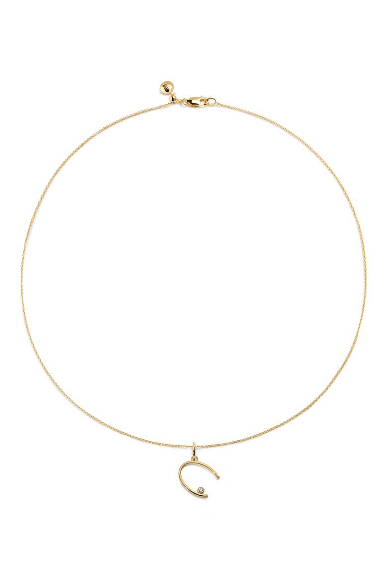 Diamond Initial Pendant Necklace, Main, color, 18K GOLD VERMEIL C