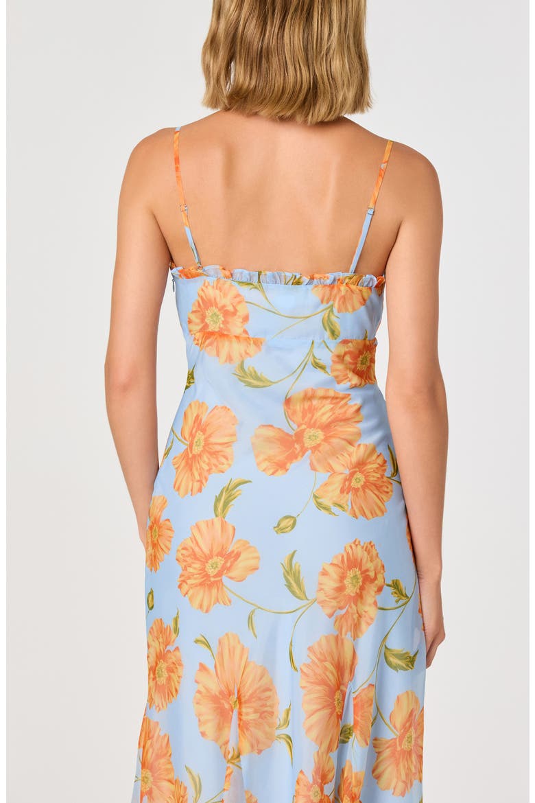 Maeryn Floral Chiffon Maxi Dress, Alternate, color, BLUE ORANGE FLORAL