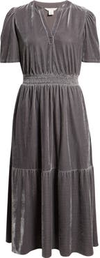 Caslon® Short Sleeve Velour Midi Dress