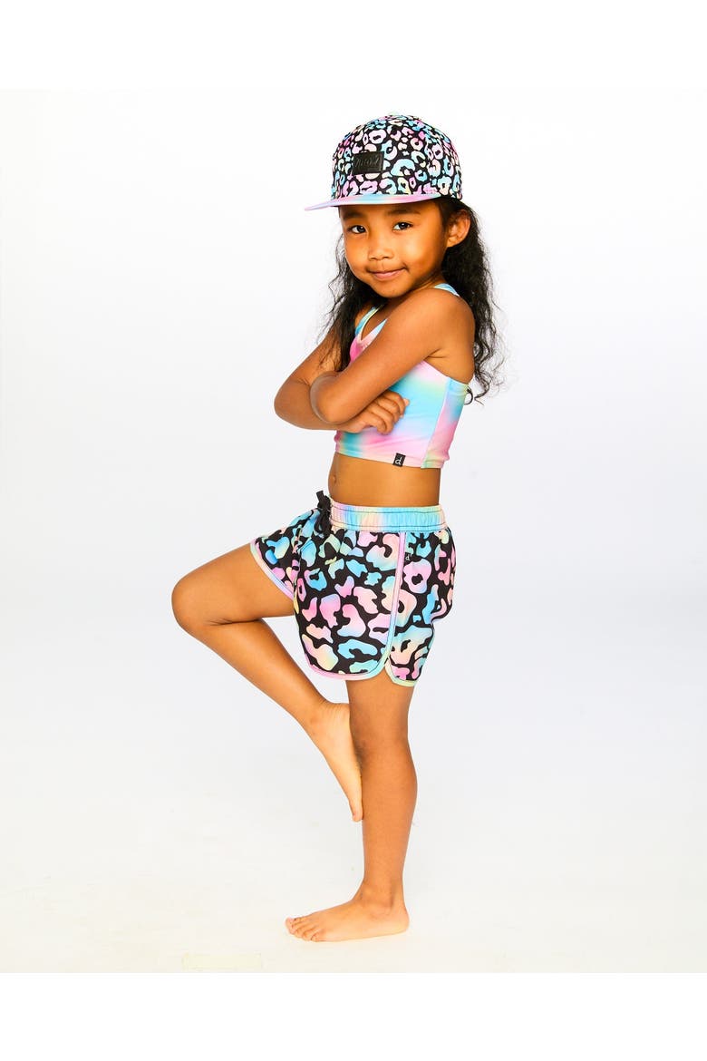 Elastic Waist Drawstring Leopard Swim Shorts, Alternate, color, Black Leopard Print