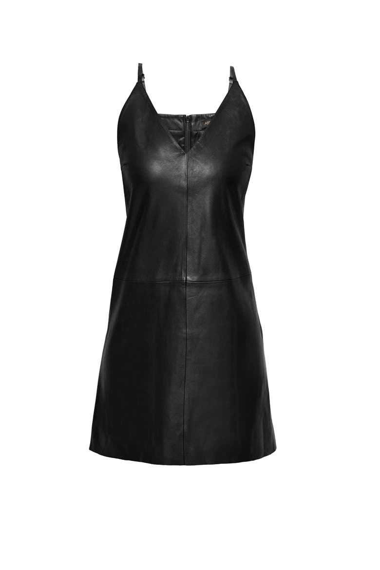 Ryder Upcycled Leather Dress, Alternate, color, Black