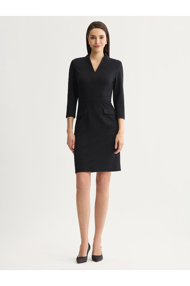 V Neck LuxeStretch Sheath Dress, Main, color, Black