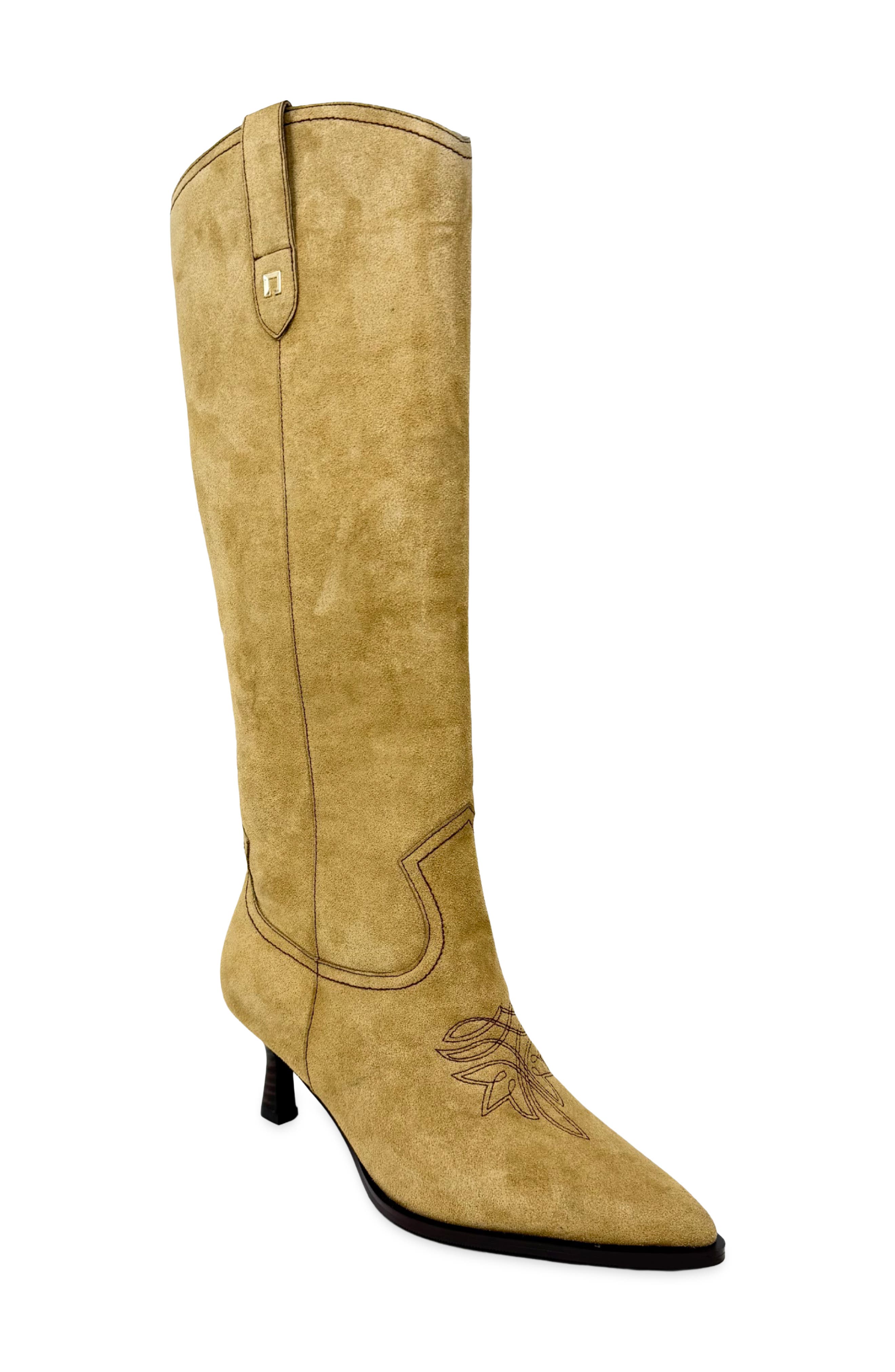 Wendy Faux Suede Western Boot, Main, color, CAMEL SUEDE