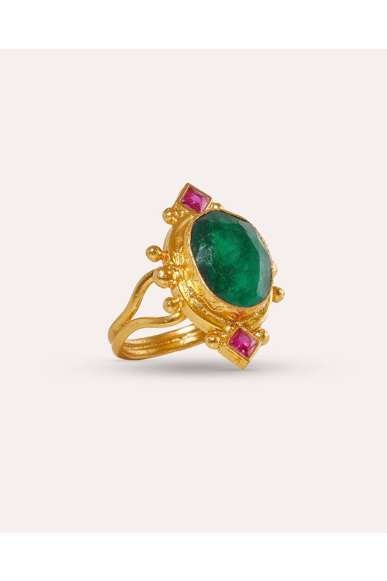 Raina Emerald and Pink Crystal Ring, Main, color, Gold