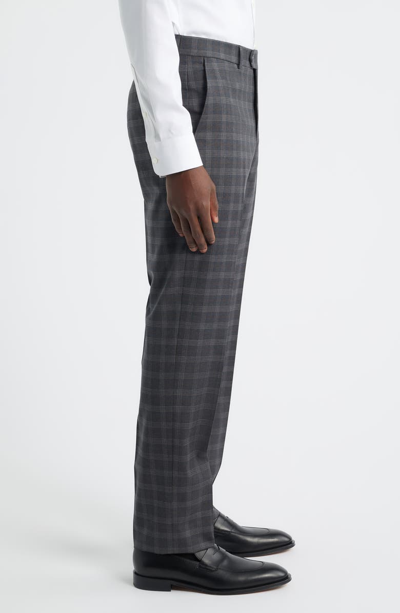 Berle Narrow Plaid Wool Dress Pants, Alternate, color, Medium Grey