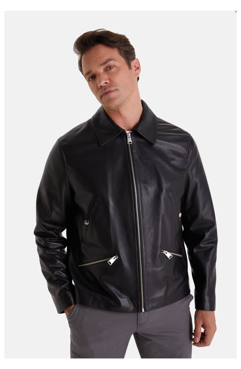 Furniq UK Peter Leather Jacket, Alternate, color, Black