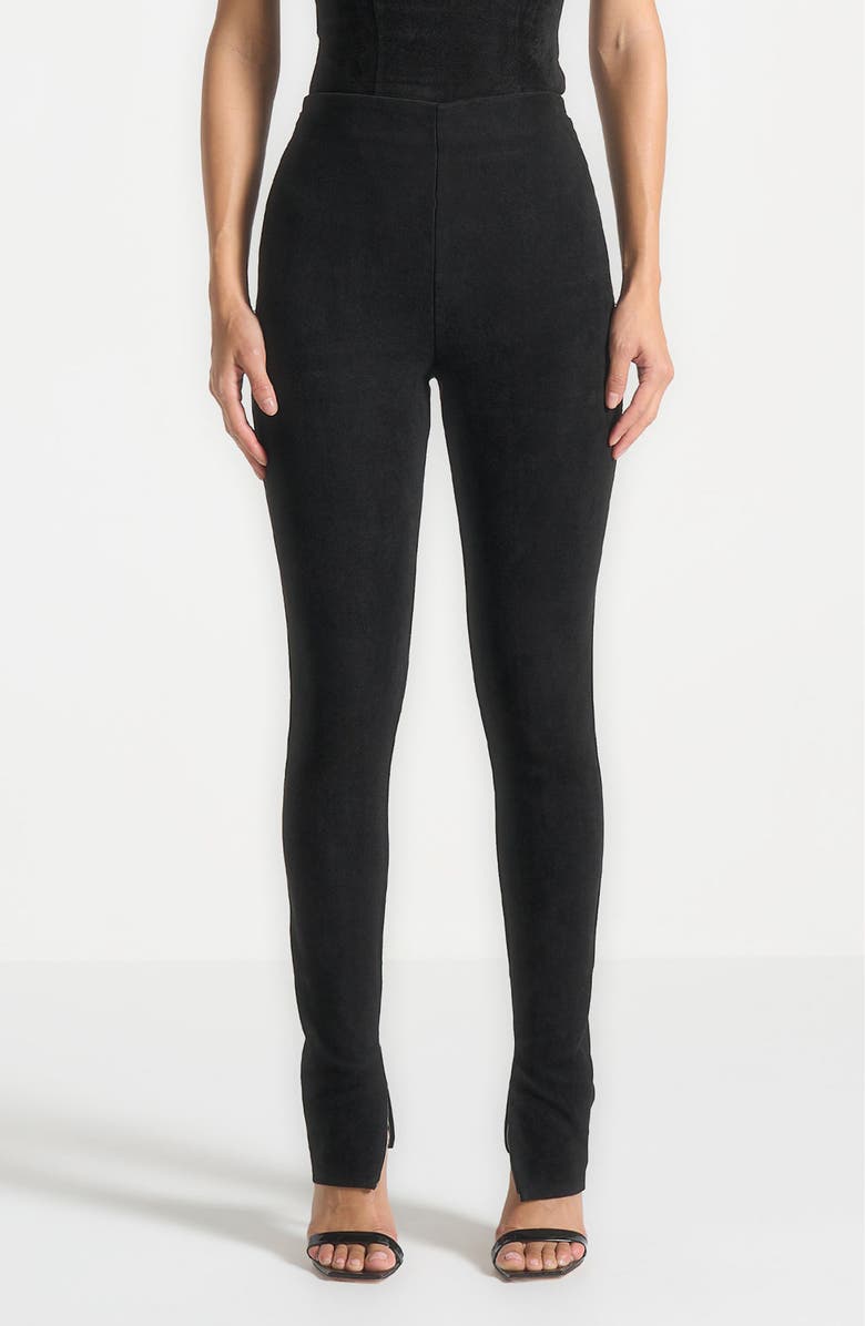 Manière De Voir Suede Leggings, Alternate, color, Black
