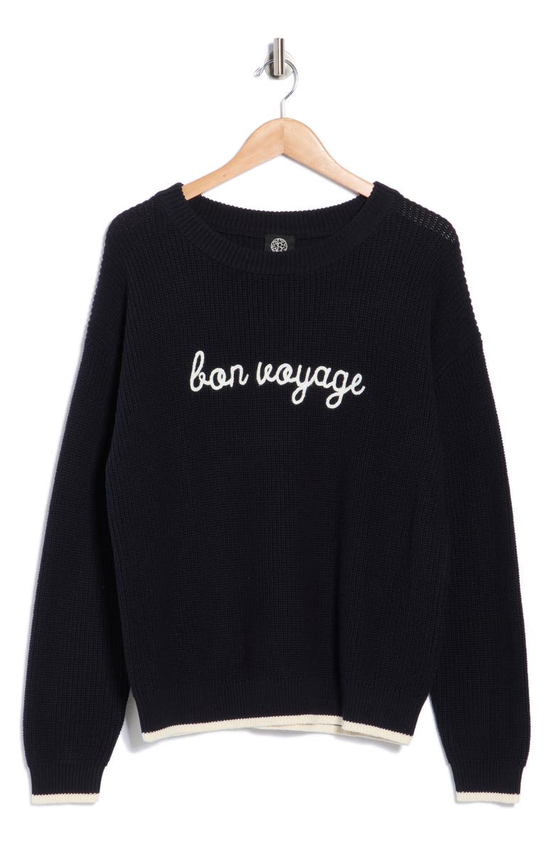 Bobeau Bon Voyage Cotton Sweater, Main, color, Dk Navy/ Cream-