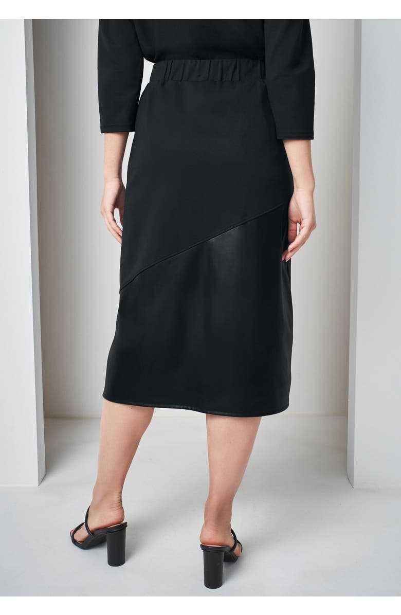 Jessica London Mixed Media Midi Skirt, Alternate, color, Black