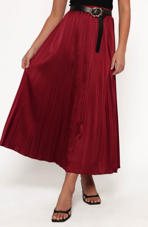 Petal And Pup Petal & Pup Lysandra Pleated Satin Maxi Skirt In Burgundy