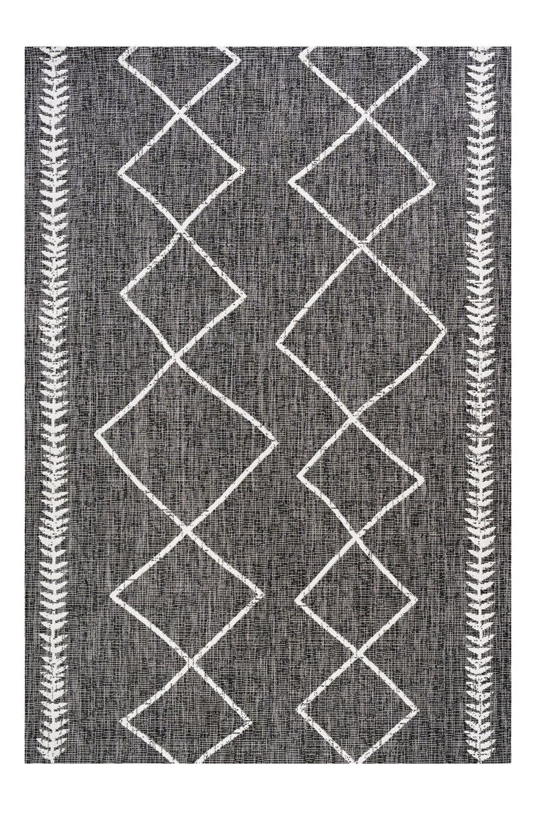 JONATHAN Y Derya  Diamond Trellis Indoor/Outdoor Area Rug, Main, color, Black/Ivory