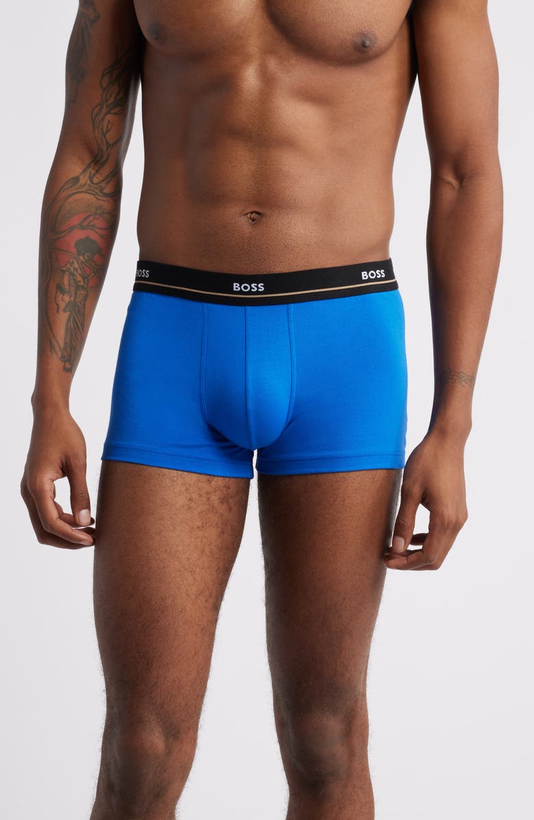 HUGO Assorted 5-Pack Power Stretch Cotton Trunks, Main, color, 