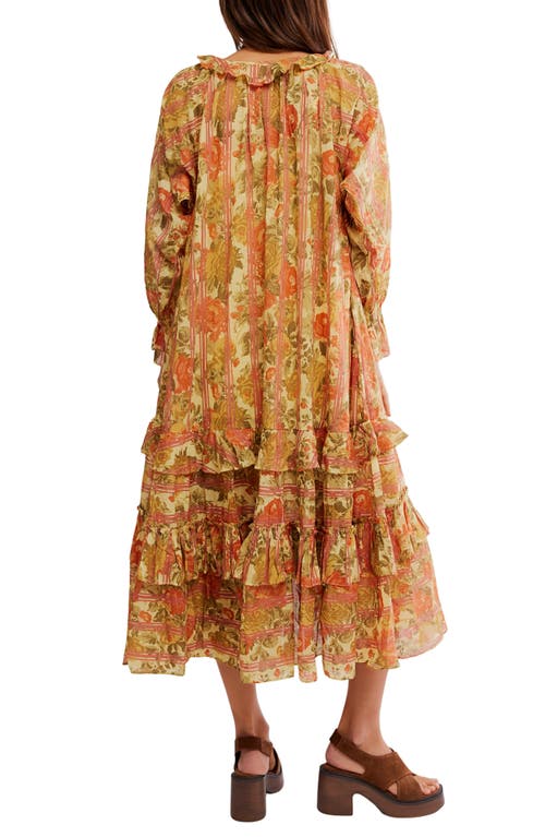 Free People Garden Wonders Long Sleeve Cotton Maxi Dress In Multi