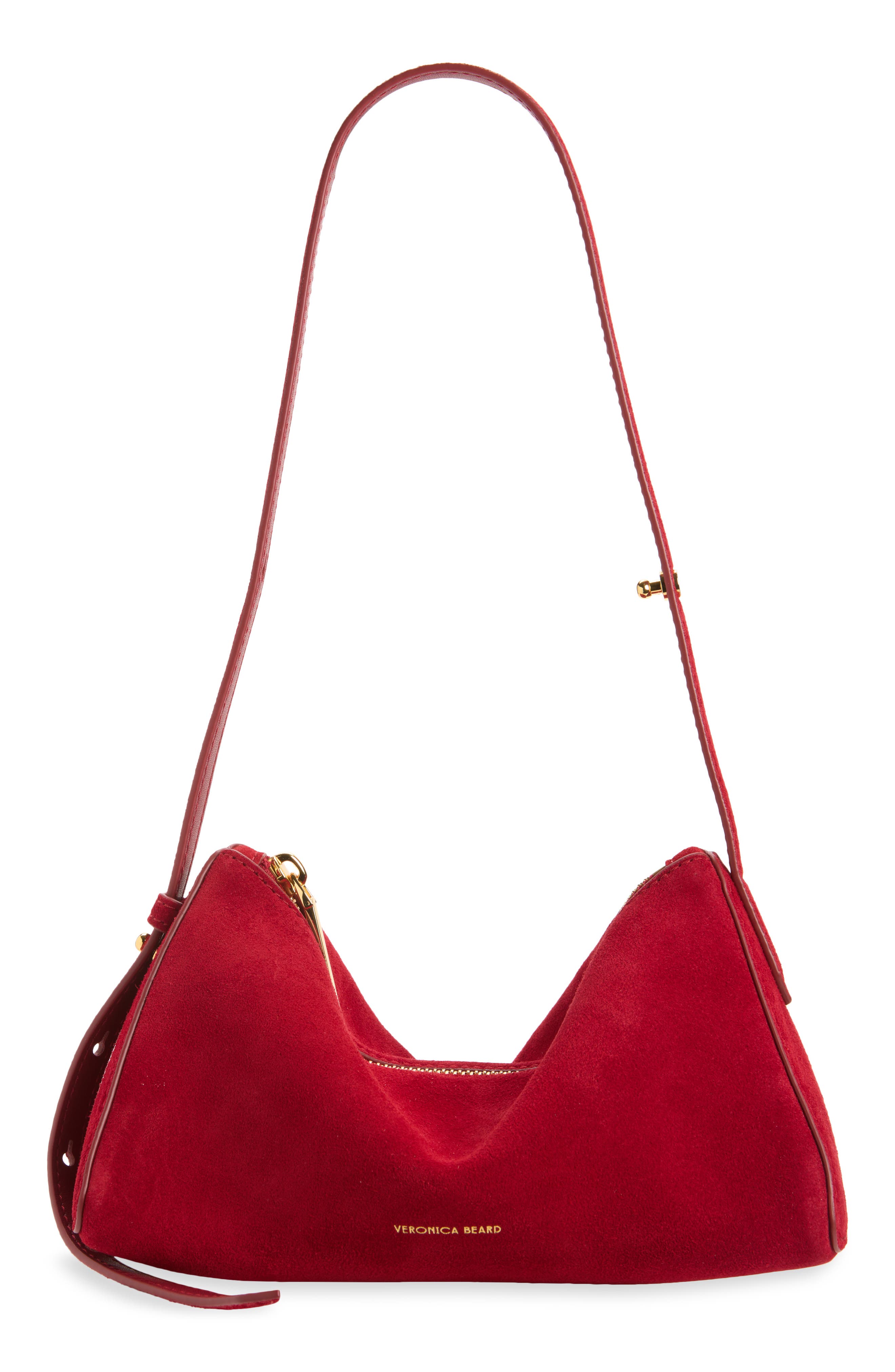 Prism Suede Shoulder Bag, Alternate, color, CRIMSON