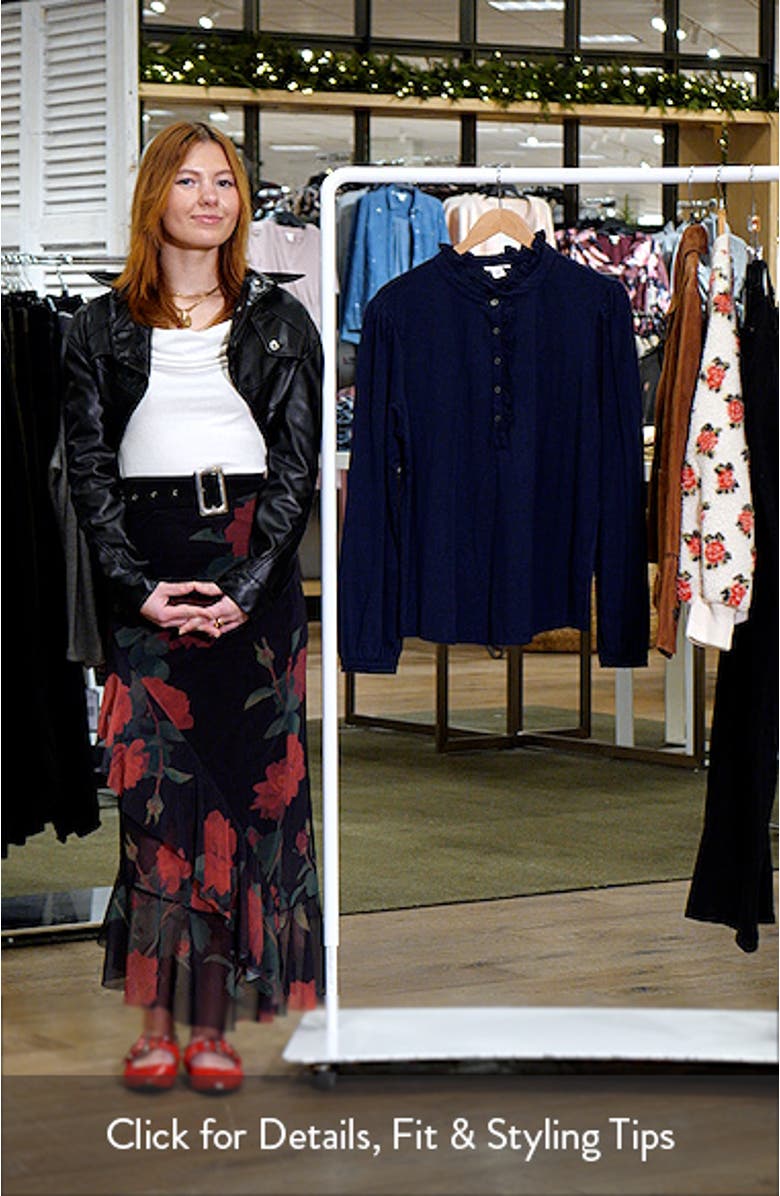 Ruffle Detail Long Sleeve Henley, sales video thumbnail