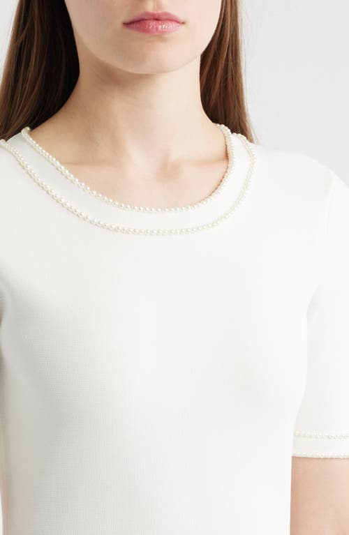 Elie Tahari The Robin Pleated Bead-trim Midi Sweater Dress