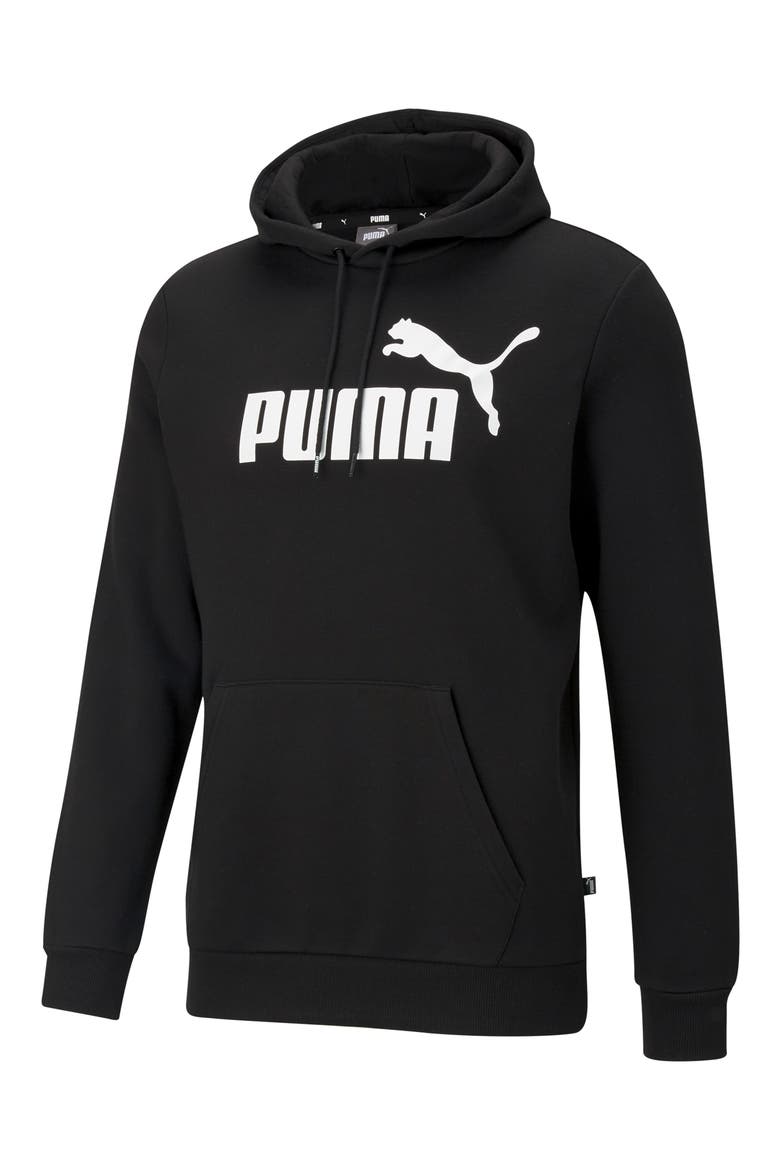 Essential Big Logo Fleece Hoodie, Main, color, COTTON BLACK