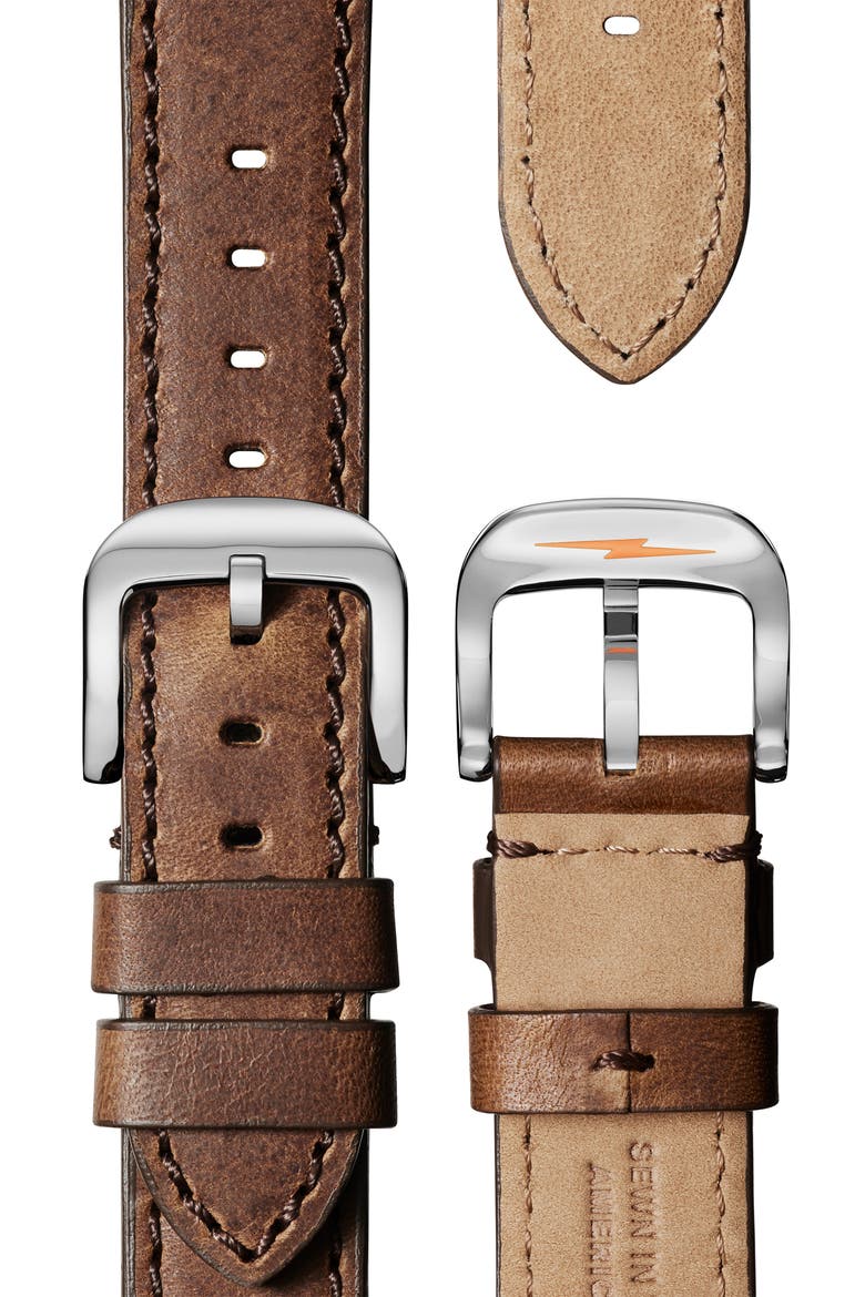 Runwell Automatic Leather Strap Watch, 40mm, Alternate, color, TAN/ BLACK/ SILVER